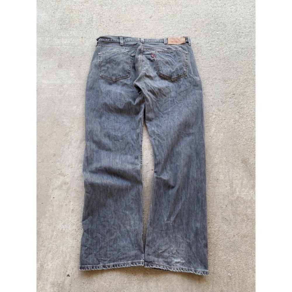 Levis 501 Jeans Mens 40x32 Black Button Fly Straight‎ Leg Distressed Denim Pants